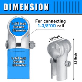Tandefio 2 Pcs End Rail Clamps 1-3/8" Pipe Clamp Chain Link Fence Fittings T Clamp Galvanized Steel for Od Pipe, Bolts and Nuts