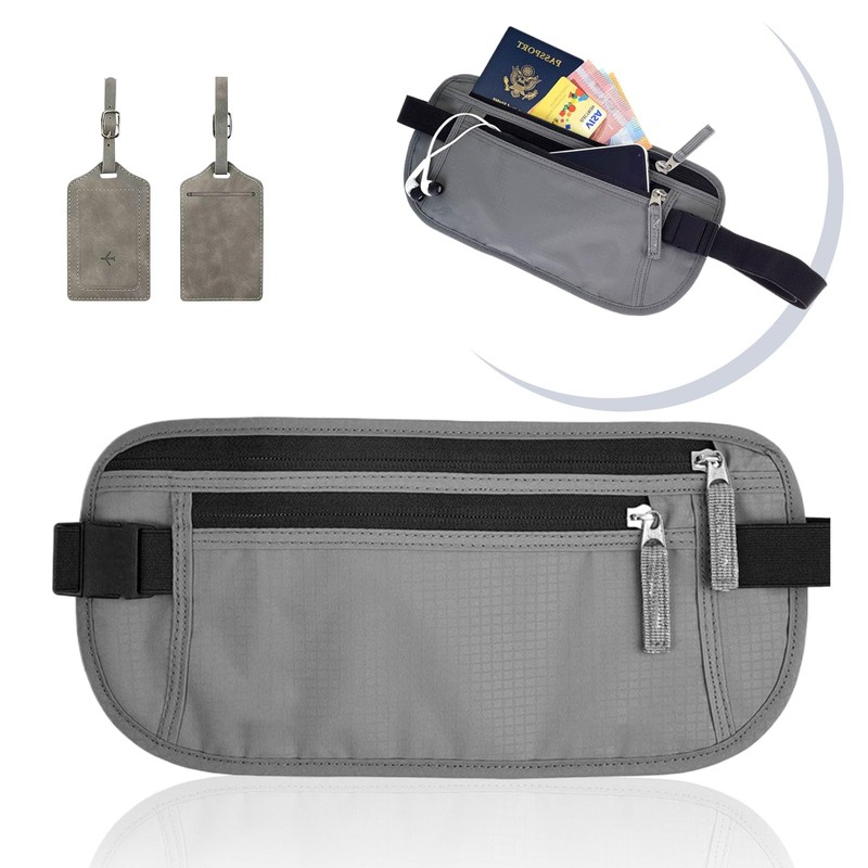 Riñonera de Viaje con Bloqueo RFID, Riñonera con Cremallera Invisible