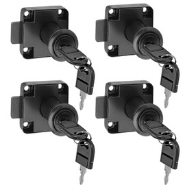 ZiYuya 4pcs Cam Lock with Keys Alike, Security Cabinet Lock Cupboard Lock Furniture Door Lock Mailbox Lock Drawer Lock Dresser Lock Postbox Lock Locker for Household Office Black