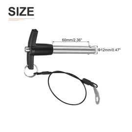 DTGN 12mmx60mm(DXL) T Handle Quick Release Pin - Good for Quickly Connecting and Hooking Up Components - 304 Stainless Steel Ball Locking Pin with Push Button - Black/Silver