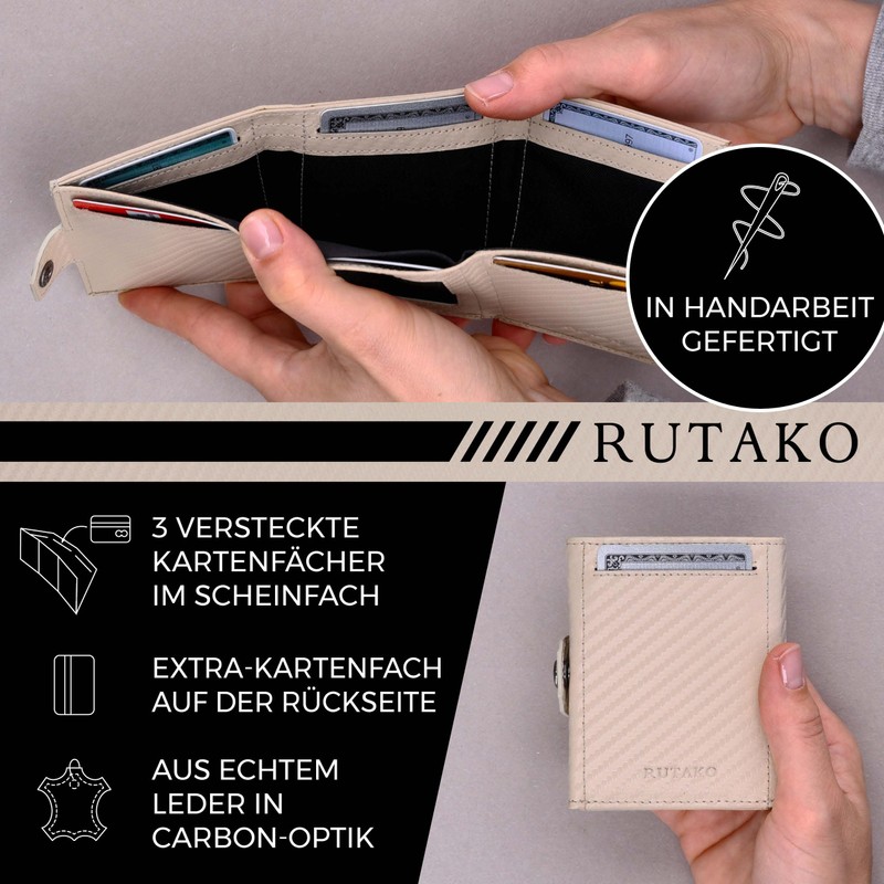 RUTAKO Slim Wallet with Coin Compartment, Mini Wallet for Men