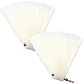 Beauticom Nail Tip Display Palette Board for Nail Art Design Pattern Practice and Swatch Nail Polish Colors (50 Tips Chart Fan (Natural), 2 Packs)