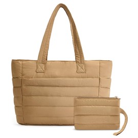 Axcone Women's Handbag, Large Waterproof Laptop Tote Bag, Shopper Bag, Women, Men, Women, Sports Bag & Travel Bag with Compartments and Zip for Travel, Fitness, brown