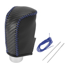 HOPESPANNER Gear Shift Knob Cover for Mazda 3 2014-2018 Non-Slip Black Carbon Fibre Blue Faux Leather 1 Piece Gear Knob Protector