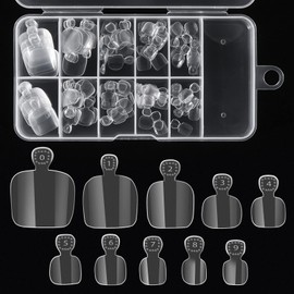 Prasacco 100 Pcs False Toenails Stick on Toenails With Box 10 Sizes Full Cove Fake Nails Tip Acrylic Press on Nails for Nail Salons Diy Nail Art and Diy Foot Decoration Manicure Tools Clear