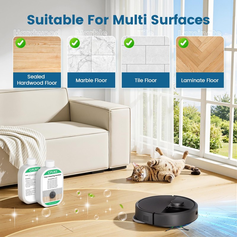CPLIKE 2 Pack Floor Cleaning Solution Compatible with Roomba Plus
