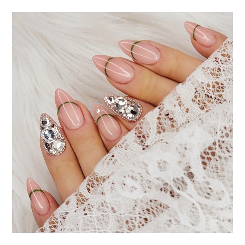 Lines and margins Handmade nail tips - Oval S /