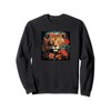 Leopard With Flowers Around Boho Style Graphic Sweatshirt