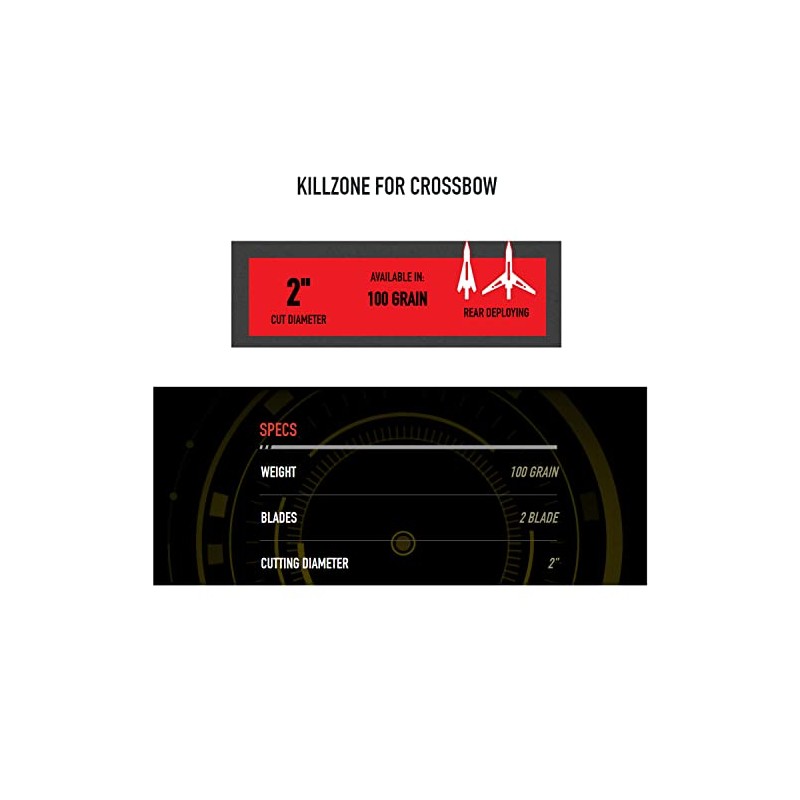 NEW ARCHERY PRODUCTS Killzone Crossbow 2 Blade Rear-Deploying 100 Grain