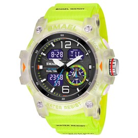 AIMES Military Watches for Men Outdoor Sports Digital Watch Tactical Army Wristwatch LED Stopwatch Waterproof Military Watches for Men (C-Fluorescent Green)