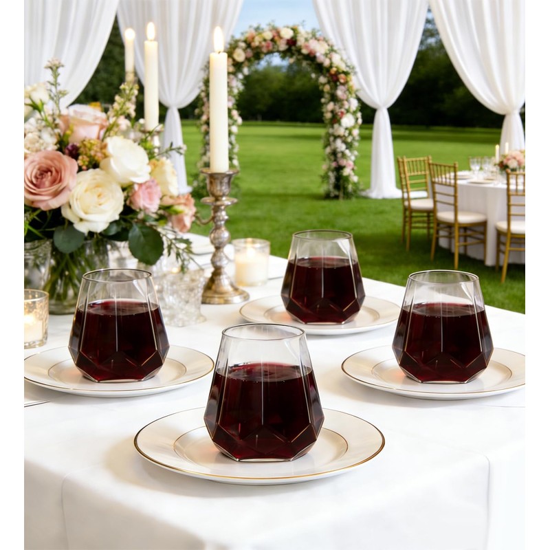 ROIMEE VONT 12oz Plastic Wine Glasses,40 Pack Stemless Clear Plastic