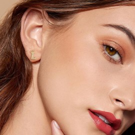 Letter Stud Earrings Crown Earrings for Girls 925 Sterling Silver Cubic Zirconia Initial Stud Earrings Hypoallergenic Earrings for Women (L)