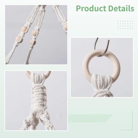 YHomU 2 PCS Macrame Herb Drying Racks, Hanging Herb Rack with 16 Hooks, Handwoven Cotton Rope Hanger for Dried Flowers, Herbal Dryer with Wooden Hanging Ring for Kitchen Garden Spices