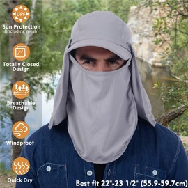 Fishing Hat Summer UPF 50 UV Protection Outdoor Hiking Jungle Mountain Sun Mens Quick Dry Baseball Cap Face Neck Cover Flap Waterproof Breathable caps Flap Hats for Men Women New Unisex New Light Gray