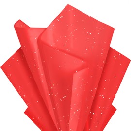 Red Glitter Tissue Paper for Gift Bags 36 Sheets 14x20 Inch - Recyclable Wrapping Paper for Weddings, Birthdays, Party & Festival Decorations DIY Craft Supplies