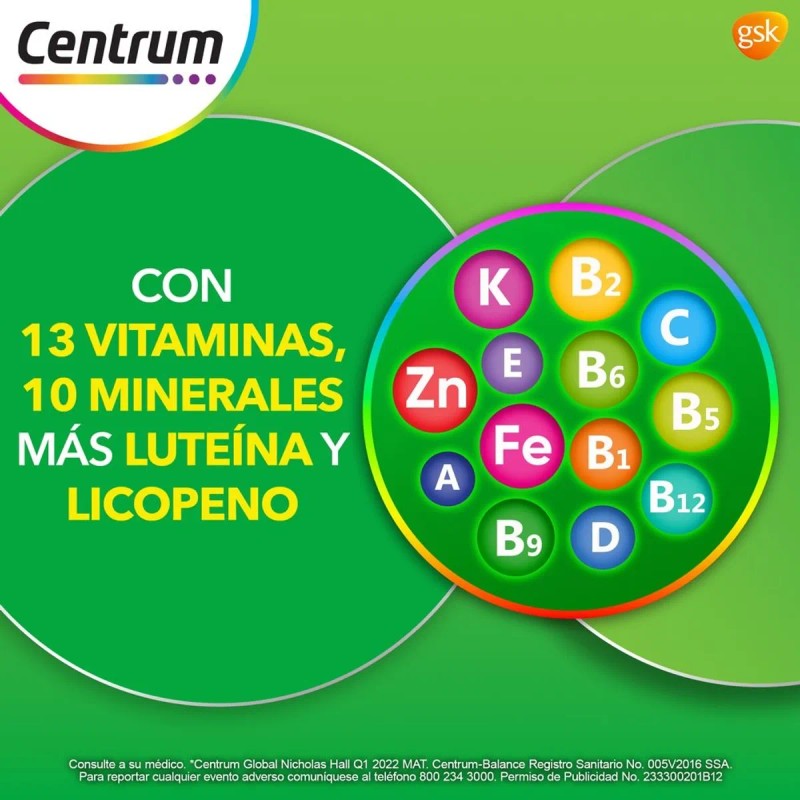 Multivitamínico Centrum Balance con Vitamina B Vitamina C Hierro Potasio