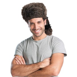 ArtCreativity - Gorro de mapache de piel sintética para niños y adultos, gorra de piel de capullo con cola de piel sintética - Accesorio de disfraz de perro de frontera salvaje, tela de poliéster de