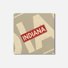 Unbranded Indiana USA State Grunge Retro Red 4'' X 4'' Square Wooden Coaster
