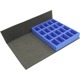 Replacement Tray Set for Gamesworkshop SKIRMISH plastic figure case. Carry 20 troops on 32mm size bases. Ideal for 2 troop squads up to 50mm tall, and medium monsters or vehicles. Includes a top pad.