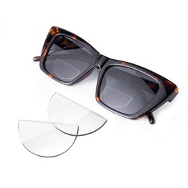 OuShiun 2 Pack Stick on Reading Glasses Clear Magnifying Bifocal Lenses Convert All Glasses into Readers, Reused, Waterless (+3.0)