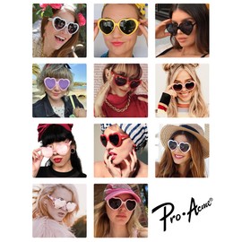 Pro Acme Heart Sunglasses for Women Oversized Vintage Lovely Glass Shade Polarized 55MM,J-Crushed |Pink Mirrored Lens