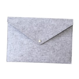 TEHAUX Document Bag with Button Closure Felt File Folders Paper Organizer A4 Size Portable Letter Size Briefcase Envelope Handbag Light Grey