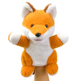 Okegztoa Hand Puppets Fox Puppets,9" Realistic Stuffed Animal Puppets for Toddlers Cute Fox Stuffed Puppets for Kids with Movable Mouth,Fox Animal Hand Puppets for Adults Hand Puppets for Toddlers