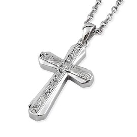 Hawaiian Jewelry Necklace Stainless Steel Cross Combi Color Double Series Accessory Silver Men Women with Cable Chain, Stainless Steel, No Gemstone
