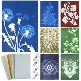 40PCS Cyanotype Paper Kit Colorful A5 High Sensitive Sun Art Paper with Acrylic Panel and 4 Clips Print Paper Cyanotype Paper Craft Kits for Kids Adults Arts Crafts DIY Projects (A5 5.8X8.3 inch)