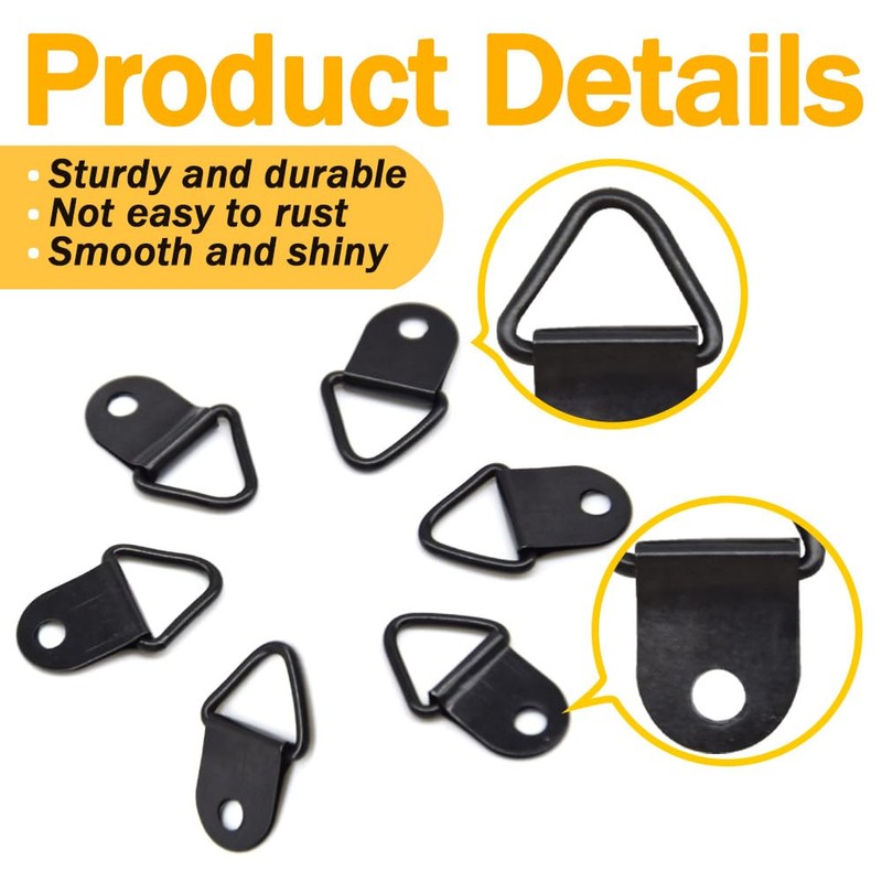 Yosawa 100 Pcs Picture Hooks Triangle Ring Picture Hangers with