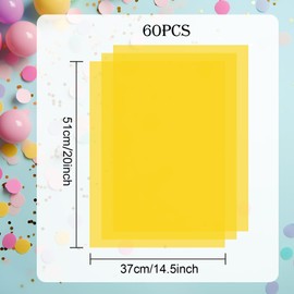 Morcheiong 60 Sheets Yellow Tissue Paper, Art Gift Wrapping, Tissue Paper Bulk Pack for Crafts, Flowers, Birthday, Autumn, Thanksgiving, Party, Festival (50 x 37 cm)