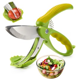 ALEXPHY Salad Scissors, Salad Chopper with Double Blades, Lettuce Chopper, Lettuce Scissors for Chopped Salad, Chopped Salad Chopper Tool for Tossing and Chopping in Salad Bowl (Yellow)