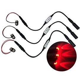 3 Pack red LED Micro Effect Light kit with Flash Blink Strobe Flicker dimmer Control 9 Volt Battery Operated for Props Scenery – Narrow Spotlight Beam