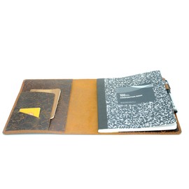 JJNUSA Genuine Leather Journal Notebook Cover Composition Notebooks 9.75" x 7.5", Gift For Student, Writing Diary for Writer