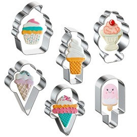 QinhBting 6PCS Summer Ice Cream Cookie Cutter Set,Stainless Steel Cookie Cutters, Baking Tool for Homemaking Cookie