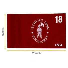 2024 US Open Pinehurst Golf Pin Flag Practic Putting Green Golf Flag For Backyard Garden Double-Sewn 600D Nylon Miniature Pin Flag Regulation Tube Flag(Red 20"x13")