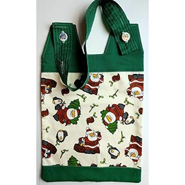 100% Cotton Catheter Night Bag Holder with Handle. Festive Season. Santa. Cover for a Catheter Night Bag.