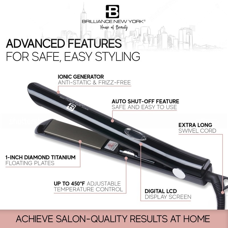 Brilliance New York - 1 Inch Diamond Titanium Flat Iron