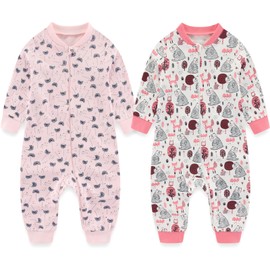 MAMIMAKA Baby Girls Zip Sleepsuit Cotton Baby Grow One-Piece for 9-12 Months
