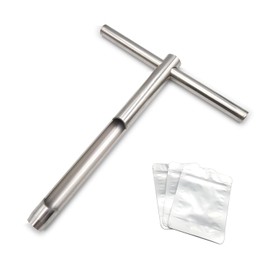 Soil Sample Probe 12 Inch with Reusable Soil Sampler Bags,Stainless Steel T-Style Handle Soil Test Kit,Soil Probe Rod for Soil Sampling Plant Care/Agriculture/GardenFarm Golf Course (12”S/T-Style (B))