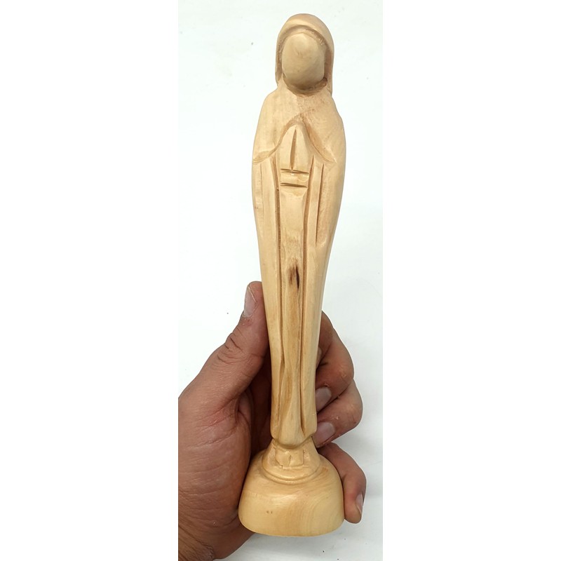 Zuluf Virgin Mary Praying Statue 8.6" - Hand Carved Olive
