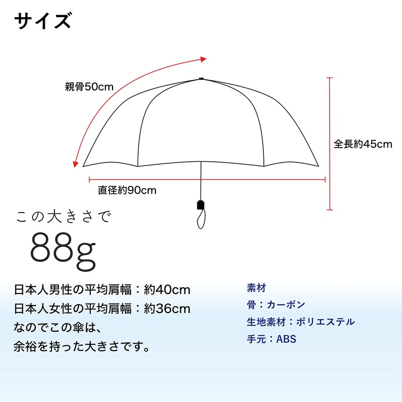 Air Muji Folding Umbrella, 19.7 inches (50 cm), Hand Opening,