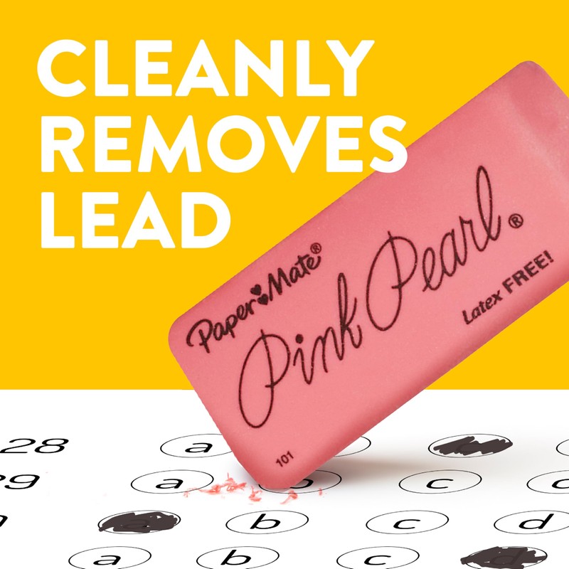 Paper Mate Erasers, Pink Pearl, 12 Count - Latex Free