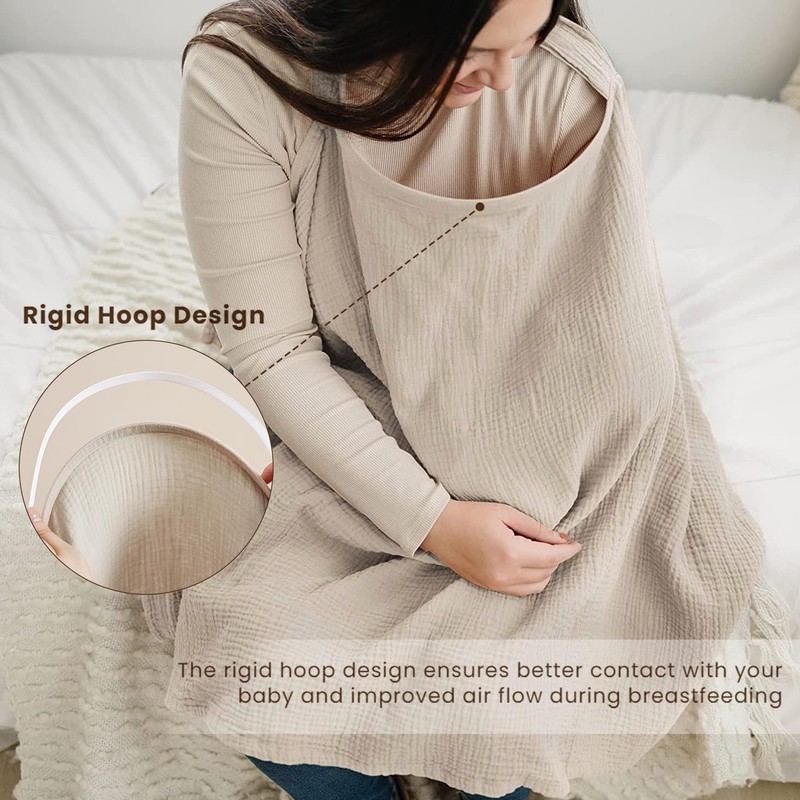 Konssy Muslin Nursing Cover for Baby Breastfeeding, Breathable 100% Cotton