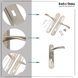 KOTARBAU Door Handle 72 mm BB Satin Door Handle Door Handle Set Long Plate Door Handle Set Inner Door Outside Door Handle Door Fitting