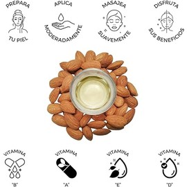 Aceite de Almendra, Prensado en frío, Orgánico Certificado, Sin Hexanos, Sin Parabenos, Sin Fragancias, 100% Puro | 90 Días de Garantía | Marea Skin | Club Marea