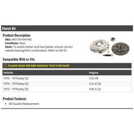 Clutch Kit - Compatible with 1976-1979 Jeep CJ5