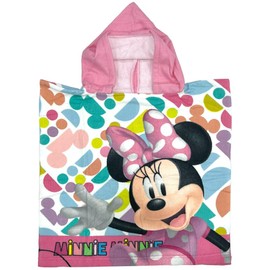 ILS I LOVE SHOPPING Poncho mit Kapuze Strandtuch Meer und Pool Bademantel aus Mikrofaser 55X90cm Schnell trocknend, ultraweich für MINNIE MOUSE