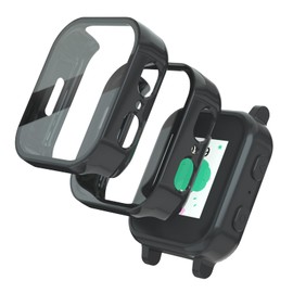 SimpleThings Compatible with Gabb Watch 3 Screen Protector, 2Pack HD Clear Tempered Glass Screen Protector & Hard PC Protective Bumper for Boys Girls (Black+Black)