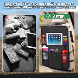 VCANIVR Backrest Protector Car Children's Car Seat Organiser Pack of 2 Car Seat Protection Back & Seat Protection Waterproof Car Organiser Children with Touchable Tablet Compartment